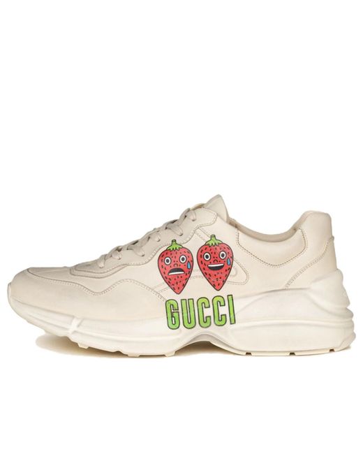 Gucci White Rhyton gg Apple Sneakers for men