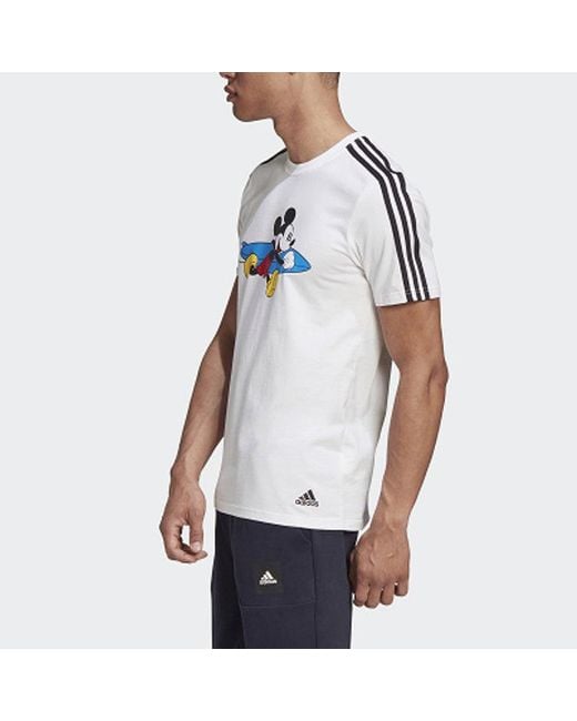 Adidas White Originals X Disney 3-Stripe Tshirt 'Mickey Mouse' for men