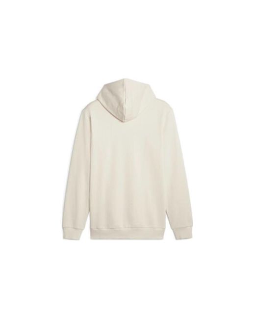 PUMA White Luxe Crew Embroidered Logo Sports Hoodie for men