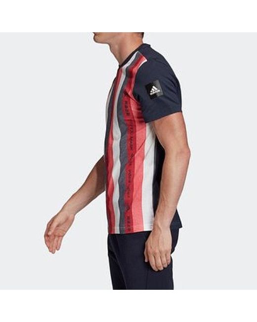 Adidas Blue Mhe Tee Gfx 1 Sports Stylish Round Neck Short Sleeve for men