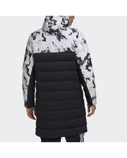 Adidas Black Juve Ssp Dwcoat Juventus Colorblock Soccer/Football Mid-Length Sports Hooded Down Jacket for men