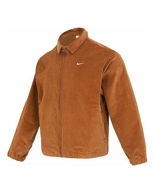 Nike Brown Life Harrington Cord Jacket for men
