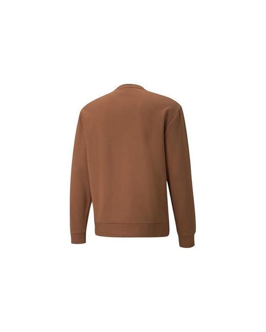 PUMA Brown Winterized Crew Logo for men