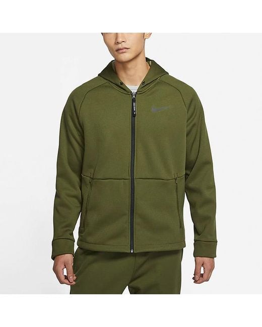 Nike Green Pro Therma-Fit Fleece Stay Warm Sports Training Hooded Jacket for men