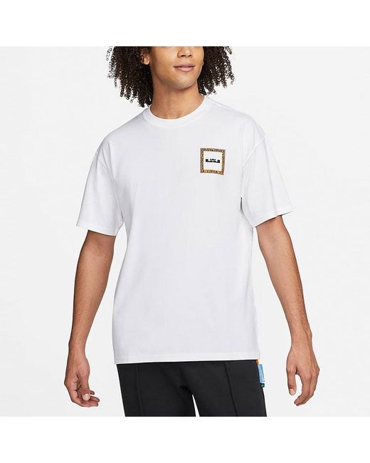 Nike White Back Stripe Pattern Printing Basketball Round Neck Casual Short Sleeve for men