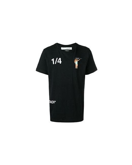 Off-White c/o Virgil Abloh Black 1/4 Back Printing Short Sleeve T-Shirt for men