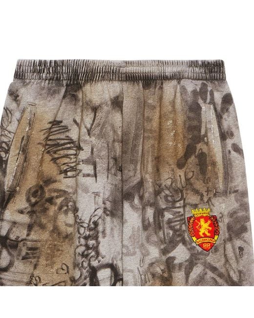 Balenciaga Gray Skater Graffiti Baggy Sweatpants 'Heather' for men