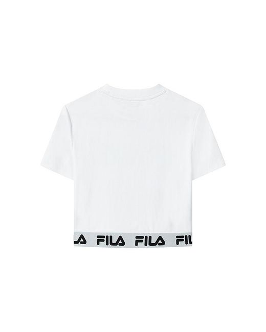 Fila White (Wmns) Logo Print Short Sports Short Sleeve