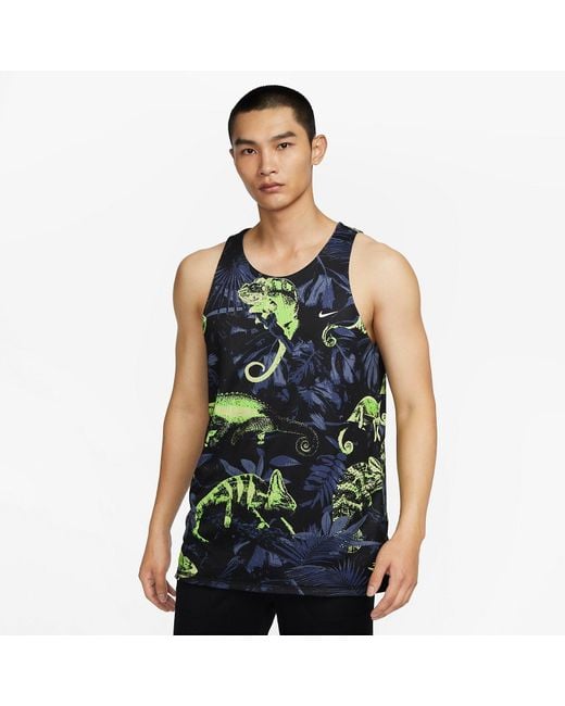 Nike Black Dri-Fit Studio '72 Reversible Allover Print Training Tank Top for men