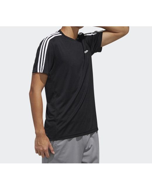 Adidas Black Stripe Logo Alphabet Short Sleeve for men