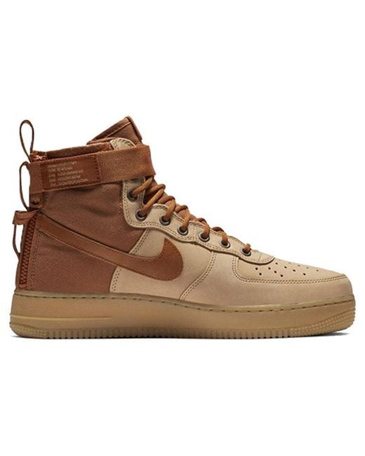 Nike Brown Sf Air Force 1 Mid Premium Shoe for men
