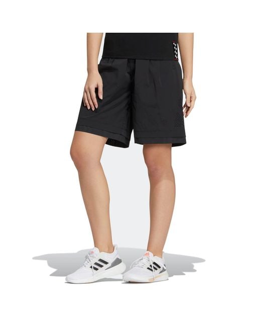 Adidas Black (Wmns) Casual Drawstring Waist Solid Color Sports Shorts