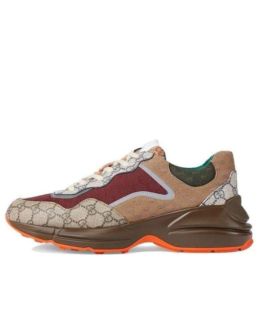 Gucci Brown Rhyton Monogram-print Canvas Low-top Trainers for men