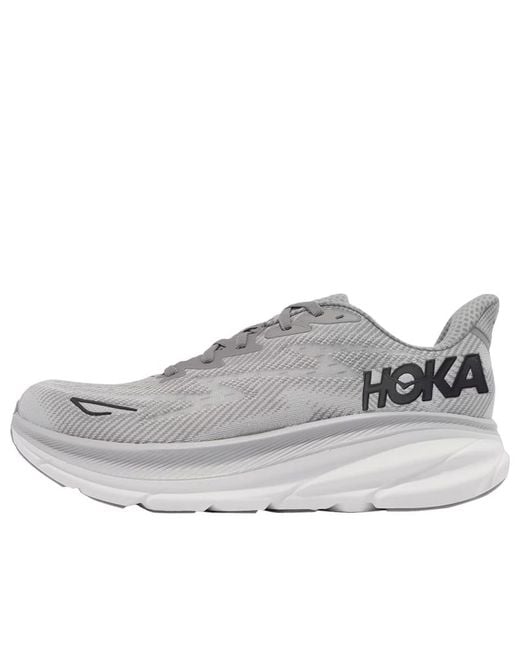 Hoka One One Gray Clifton 9 2E Wide 'Harbor Mist' for men