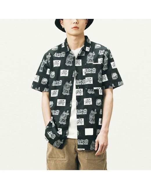 Vans Black X Duyanaizi Series Printing Pattern Casual Sports Short Sleeve Shirt for men
