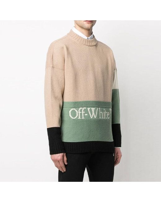 Off-White c/o Virgil Abloh Green Ss21 Logo Round Neck Long Sleeves for men