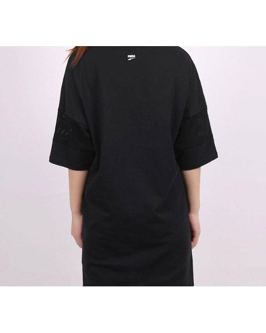 PUMA Black (Wmns) Casual Sports Alphabet Printing Short Sleeve