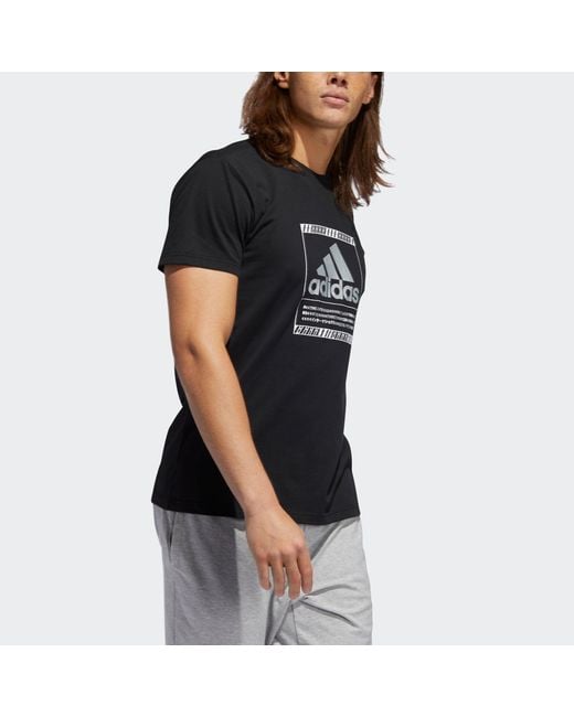 Adidas Black Bos Metallic Sports Stylish Printing Round Neck Short Sleeve for men