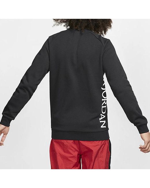 Nike Black Jordan Air Flying Printing Knit Round Neck Pullover for men