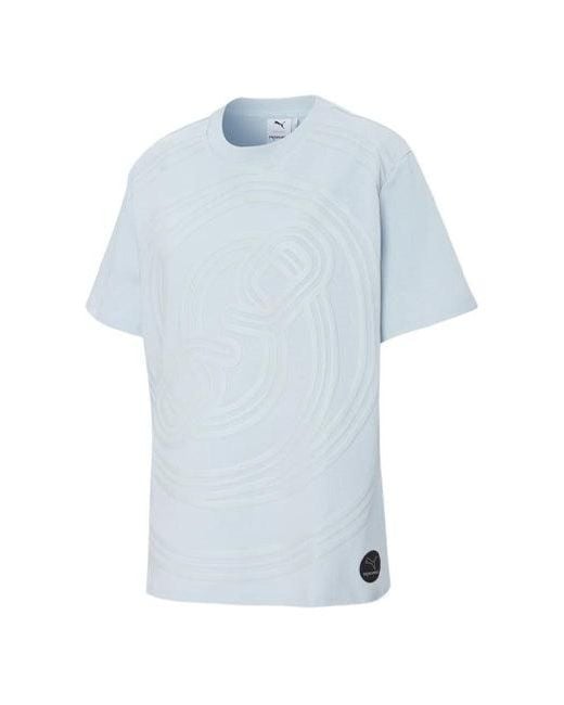 PUMA Blue (Wmns) X Pronounce Crossover W Graphic Tee Printing Pattern Solid Color Round Neck Short Sleeve