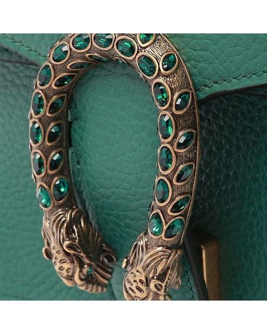 Gucci Green (Wmns) Dionysus Tiger Head Leather Chain Shoulder Messenger Bag Mini Classic