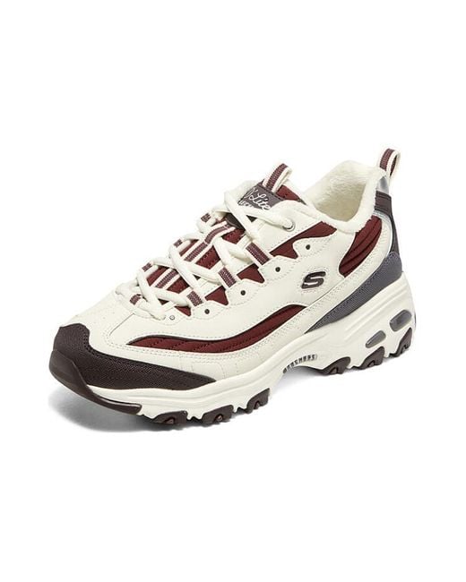 Skechers White (Wmns) D'Lites Zip Along Shoes Burgundy'