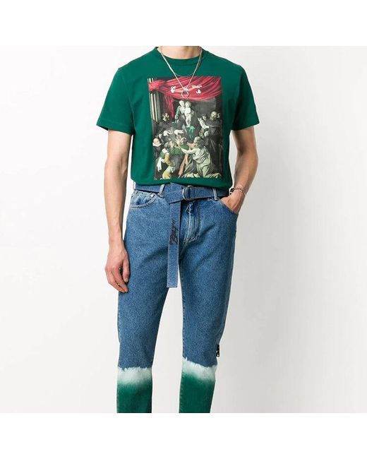 Off-White c/o Virgil Abloh Green Caravaggio Painting T-Shirt for men