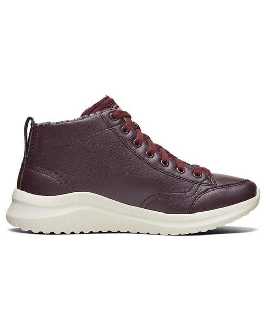 Skechers Brown (Wmns) Ultra Flex 2.0 High-Top Running Shoes-Wine