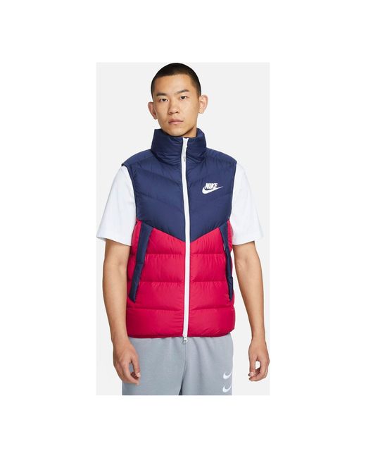Nike Red Windproof Warm Stand Collar Down Vest for men