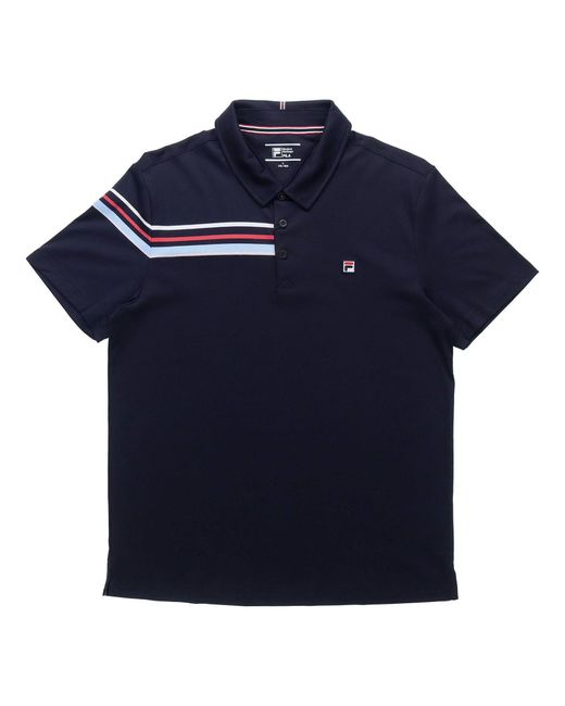 Fila Blue Contrast Colors Stripessport Casual Short Sleeve Poloshirt S for men