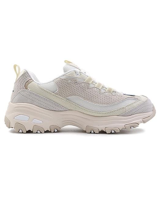 Skechers White (Wmns) D'Lites Low-Top Running Shoes