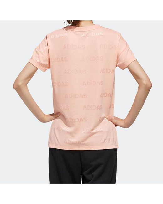 Adidas Pink (Wmns) Sports Stylish Round Neck Short Sleeve