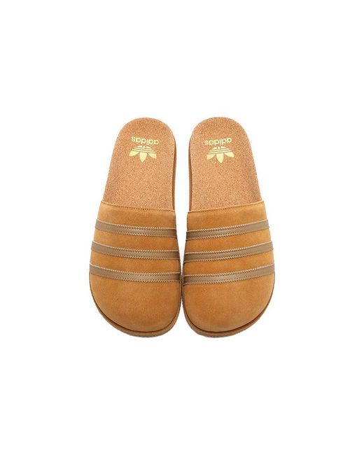 Adidas Brown Adimule Lea Slide 'Light' for men