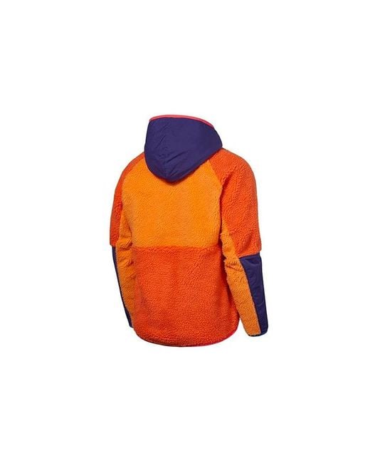 Nike Orange Half Zipper Suede Splicing Colorblock Sports Pullover for men