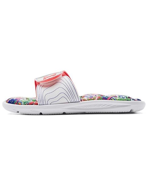 Under Armour White (Wmns) Ignite 6 Graphic Footbed Slide Blitz'