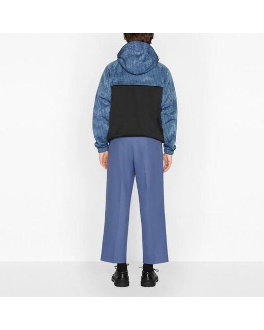 Dior Blue Fw21 Printing Hooded Jacket Coat for men
