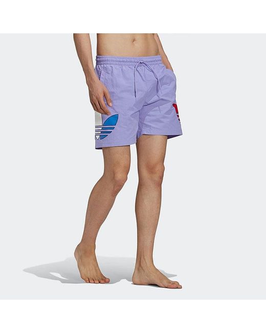 Adidas Blue Originals Tricol Logo Sports Swimming Short Pants for men