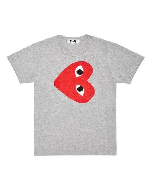 COMME DES GARÇONS PLAY Gray Play Comme Des Garçons Red Heart T-shirt for men