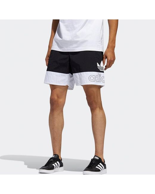 Adidas Black Originals Logo Alphabet Printing Splicing Loose Shorts for men