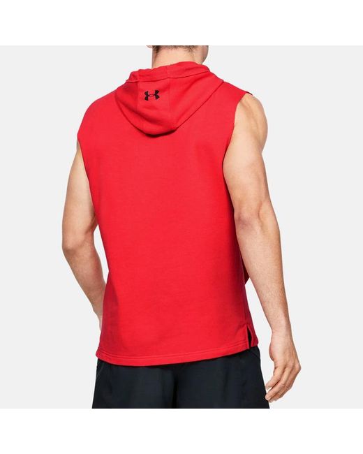 Under Armour Red Project Rock Training Sports Hooded Sleeveless for men