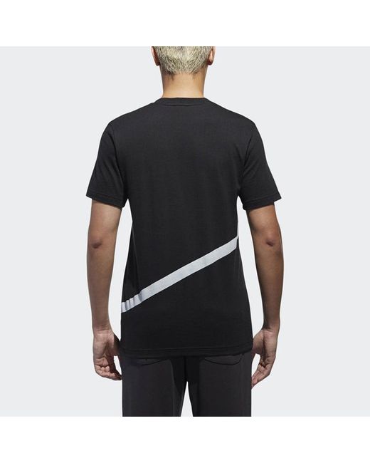 Adidas Black Originals Mesh Logo Printing Sports Round Neck Short Sleeve for men