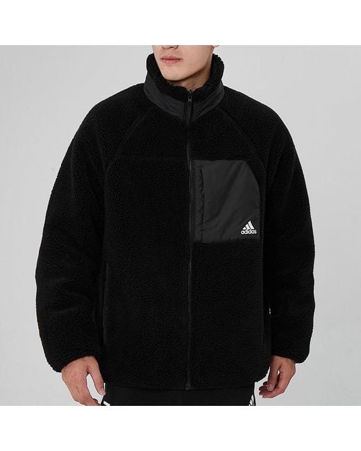 Adidas Black Sherpa Reversible Jacket Asia Sizing for men