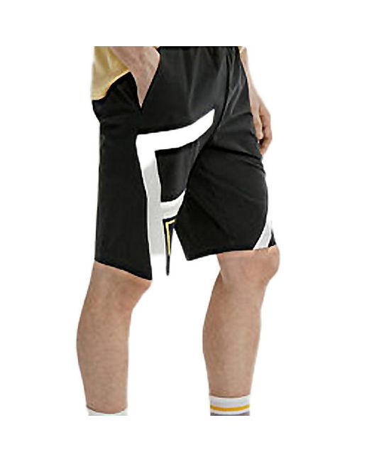 Fila Black Woven Shorts Loose Full Print Casual Sports Pants for men
