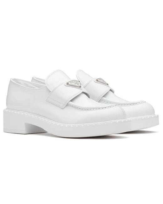 Prada White (Wmns) Leather Loafers