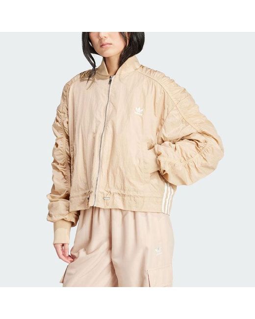 Adidas Natural Oversize Ruched Sleeve Bomber Jacket