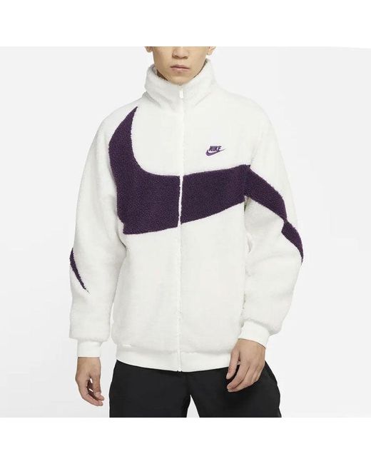 Nike White Big Logo Lamb Velvet Jacket Sail for men