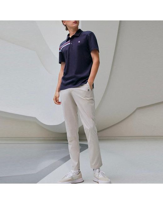 Fila Blue Contrast Colors Stripessport Casual Short Sleeve Poloshirt S for men