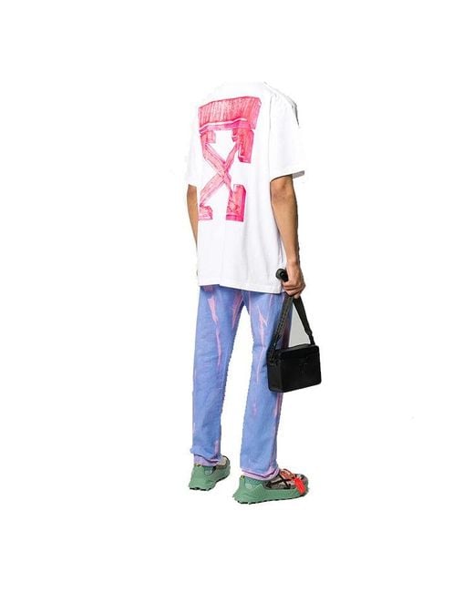 Off-White c/o Virgil Abloh White Back Arrow Printing Pattern Round Neck Short Sleeve Loose Fit for men