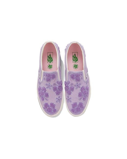 Vans Purple Emma Mulholland On Holiday X Classic Slip-On 'Whimsical Floral Embroidery' for men