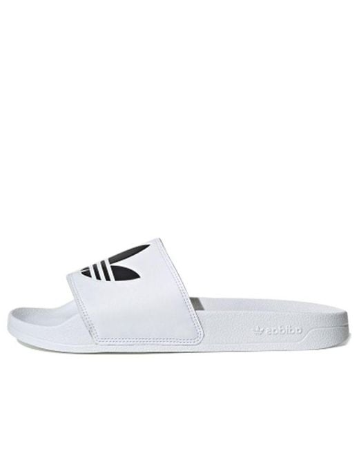 Adidas White Adilette Lite Slides 'Trefoil Logo for men